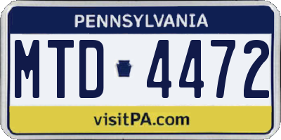 PA license plate MTD4472