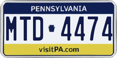 PA license plate MTD4474