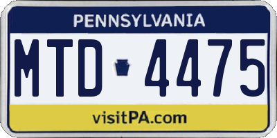 PA license plate MTD4475