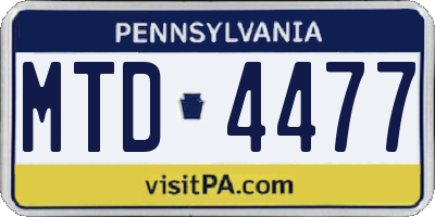 PA license plate MTD4477