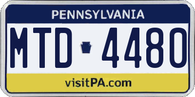PA license plate MTD4480