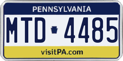 PA license plate MTD4485
