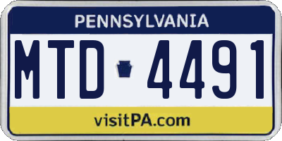 PA license plate MTD4491