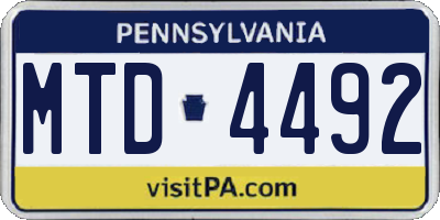 PA license plate MTD4492