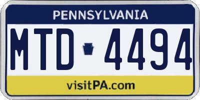 PA license plate MTD4494