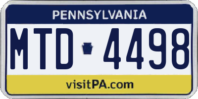 PA license plate MTD4498