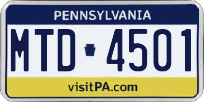 PA license plate MTD4501