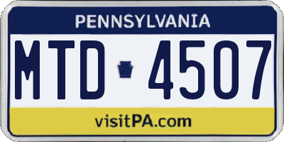 PA license plate MTD4507