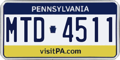 PA license plate MTD4511
