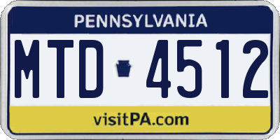 PA license plate MTD4512