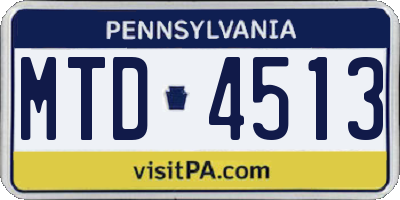 PA license plate MTD4513