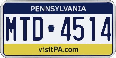 PA license plate MTD4514