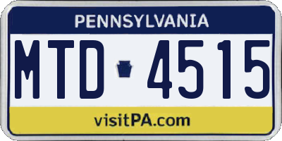 PA license plate MTD4515