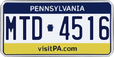 PA license plate MTD4516