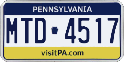 PA license plate MTD4517