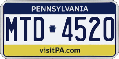 PA license plate MTD4520