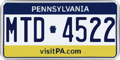 PA license plate MTD4522