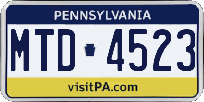 PA license plate MTD4523
