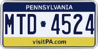 PA license plate MTD4524