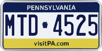 PA license plate MTD4525