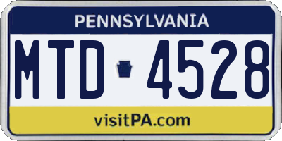 PA license plate MTD4528