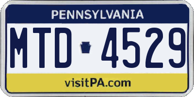 PA license plate MTD4529