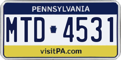 PA license plate MTD4531