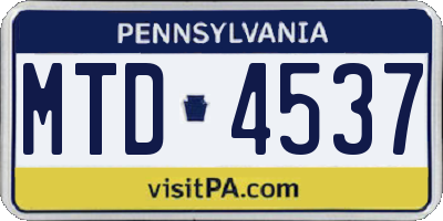 PA license plate MTD4537
