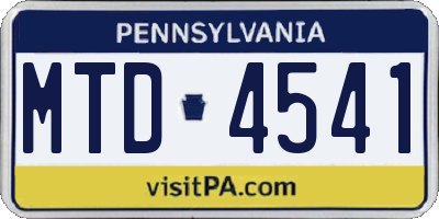 PA license plate MTD4541