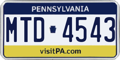 PA license plate MTD4543
