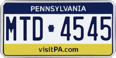 PA license plate MTD4545