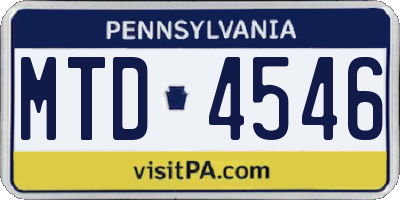 PA license plate MTD4546