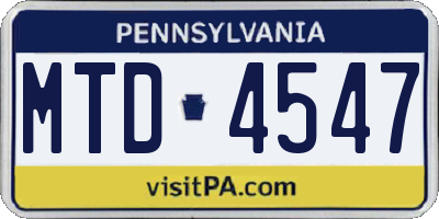 PA license plate MTD4547