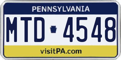 PA license plate MTD4548