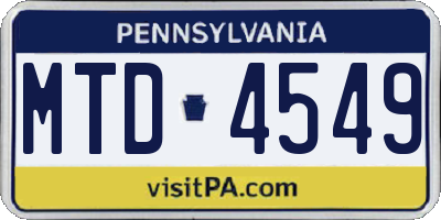 PA license plate MTD4549