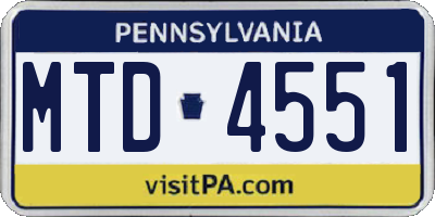 PA license plate MTD4551