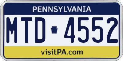 PA license plate MTD4552