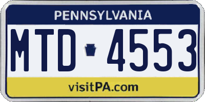 PA license plate MTD4553