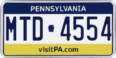 PA license plate MTD4554