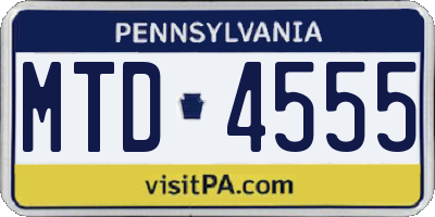 PA license plate MTD4555