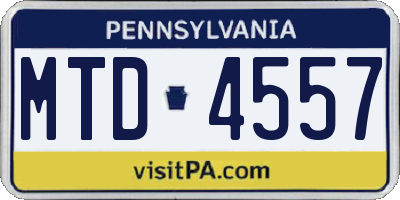 PA license plate MTD4557