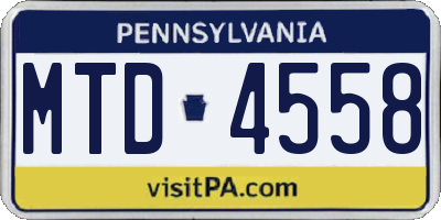 PA license plate MTD4558