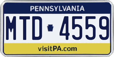 PA license plate MTD4559