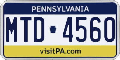 PA license plate MTD4560