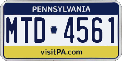 PA license plate MTD4561