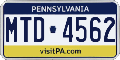 PA license plate MTD4562