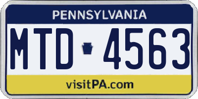 PA license plate MTD4563