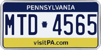 PA license plate MTD4565
