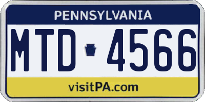 PA license plate MTD4566