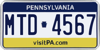 PA license plate MTD4567
